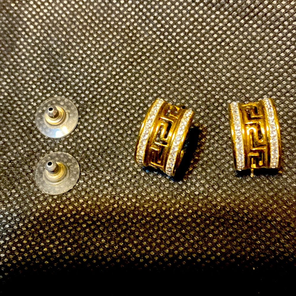 925. STERLING SILVER OVERLAY W/GOLD‎ HOOP EARRINGS.